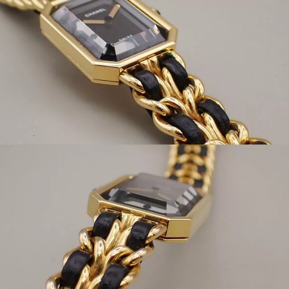CHANEL Logo Premiere Watch H0001 # L Quartz Gold Plated Leather GHW - Picture 10 of 13